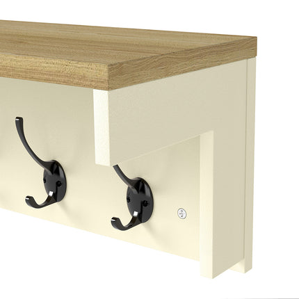 Levede Coat Rack Wall Mounted Shelf 7 Double Hooks Storage Entryway Hallway-2029334093753356291