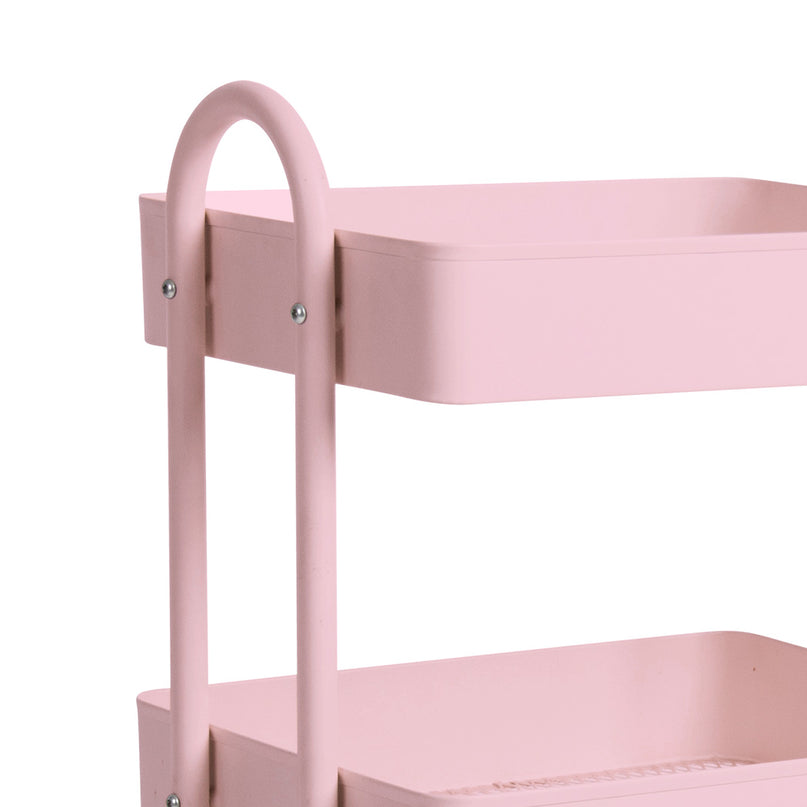 Levede 4 Tiers Kitchen Trolley Cart Pink-2018816727307128835
