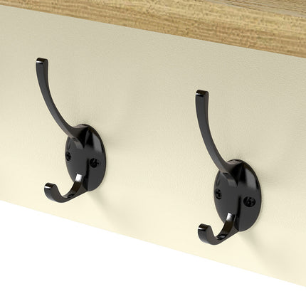 Levede Coat Rack Wall Mounted Shelf 7 Double Hooks Storage Entryway Hallway-2029334093753356292