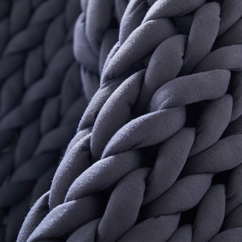 Dreamz Knitted Weighted Blanket Chunky Dark Grey Double 7KG-2018816842843426821